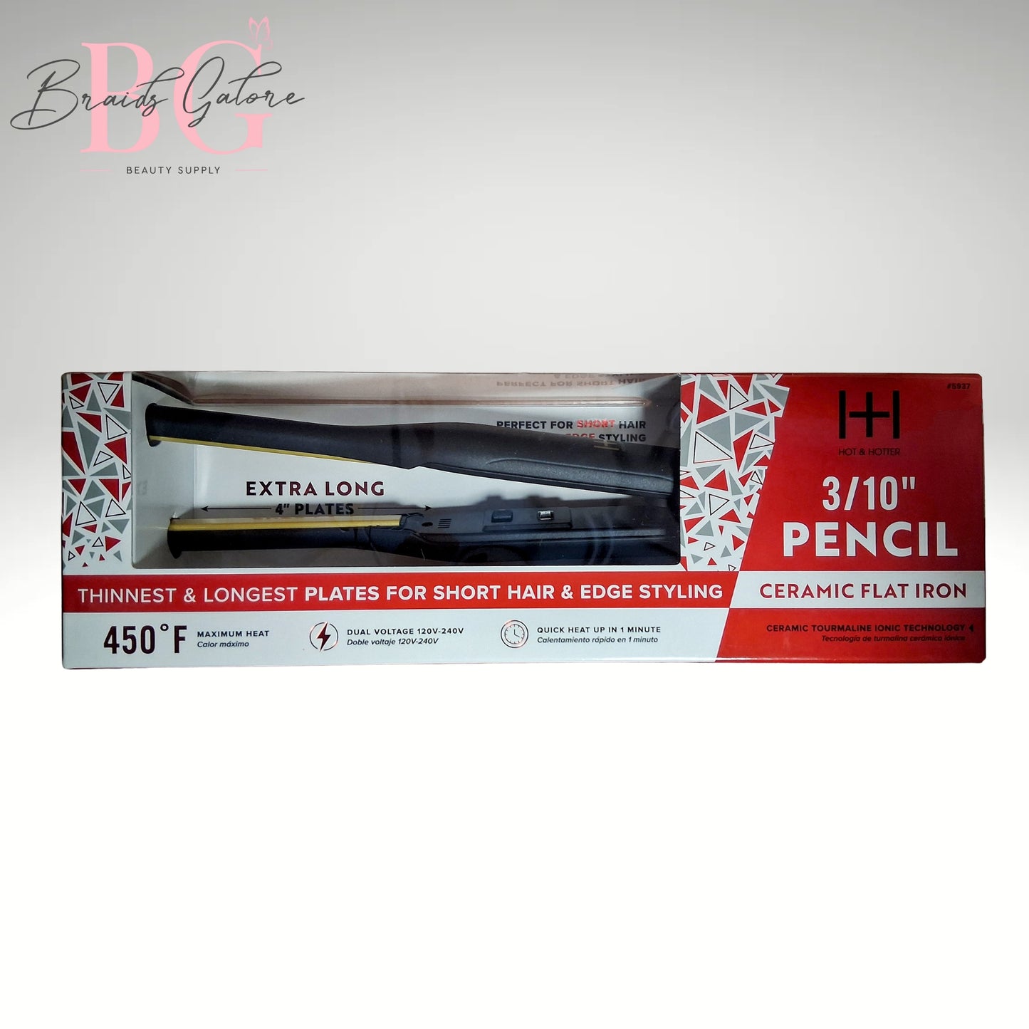 Hot & Hotter 3/10" Pencil Ceramic Flat Iron.