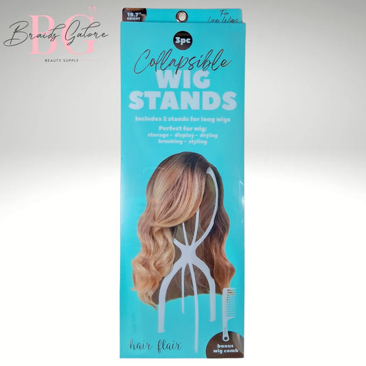 Collapsible Wig Stands - 2 Pack with Wig Comb
